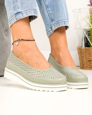 Pantofi casual dama piele naturala barilla perforati cu talpa groasa VK-F001-504