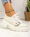 Pantofi casual dama piele naturala bej cu catarama decorativa frontala PC820 1