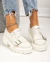 Pantofi casual dama piele naturala bej cu catarama decorativa frontala PC820 3