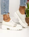 Pantofi casual dama piele naturala bej cu catarama decorativa frontala PC820 4