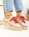 Pantofi casual dama piele naturala bej cu cercuri colorate captusiti cu piele naturala POL280 4