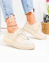Pantofi casual dama piele naturala bej cu imprimeu T-2006 2