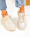 Pantofi casual dama piele naturala bej cu imprimeu T-2006 1