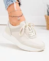 Pantofi casual dama piele naturala bej cu inchidere sireturi F001-948 3