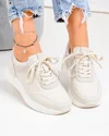 Pantofi casual dama piele naturala bej cu inchidere sireturi F001-948 4