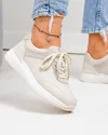 Pantofi casual dama piele naturala bej cu inchidere sireturi F001-948 5