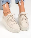 Pantofi casual dama piele naturala bej cu inchidere sireturi F002-397 4