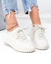 Pantofi casual dama piele naturala bej cu inchidere sireturi si cusaturi decorative F001-977 3