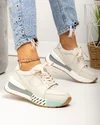 Pantofi casual dama piele naturala bej cu inchidere sireturi si talpa cu model F001-770 3