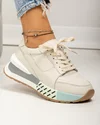 Pantofi casual dama piele naturala bej cu inchidere sireturi si talpa cu model F001-770 4