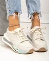 Pantofi casual dama piele naturala bej cu inchidere sireturi si talpa cu model F001-770 5