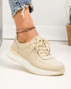 Pantofi casual dama piele naturala bej cu inchidere sireturi T-5103 2