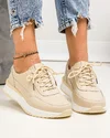 Pantofi casual dama piele naturala bej cu inchidere sireturi T-5103 3