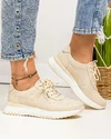 Pantofi casual dama piele naturala bej cu inchidere sireturi T-5103 4
