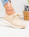 Pantofi casual dama piele naturala bej cu inchidere sireturi T-9001 2