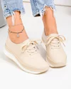 Pantofi casual dama piele naturala bej cu inchidere sireturi T-9001 3