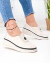 Pantofi casual dama piele naturala bej cu inchidere slip-on si insertie elastica JY6709 1