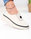 Pantofi casual dama piele naturala bej cu inchidere slip-on si insertie elastica JY6709 3