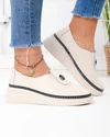 Pantofi casual dama piele naturala bej cu inchidere slip-on si insertie elastica JY6709 2