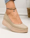Pantofi casual dama piele naturala bej cu inchidere slip-on si talpa groasa PC150 3