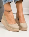 Pantofi casual dama piele naturala bej cu inchidere slip-on si talpa groasa PC150 1