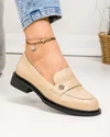 Pantofi casual dama piele naturala bej cu inchidere slip-on TN6417-1 2