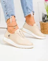 Pantofi casual dama piele naturala bej cu insertie elastica si inchidere slip-on JY-5671 2