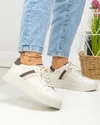 Pantofi casual dama piele naturala bej cu insertii maro si inchidere sireturi F001-729 5