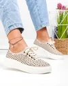 Pantofi casual dama piele naturala bej cu model perforat JY3230 1