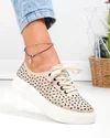 Pantofi casual dama piele naturala bej cu model perforat JY3230 2