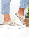 Pantofi casual dama piele naturala bej cu model perforat JY3230 5