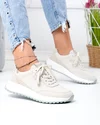 Pantofi casual dama piele naturala bej cu talpa alba F001-973 3