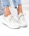 Pantofi casual dama piele naturala bej cu talpa alba F001-973 4