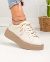 Pantofi casual dama piele naturala bej cu talpa maro captusiti F001-872 1
