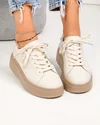 Pantofi casual dama piele naturala bej cu talpa maro captusiti F001-872 3