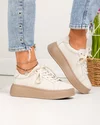 Pantofi casual dama piele naturala bej cu talpa maro captusiti F001-872 2