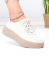 Pantofi casual dama piele naturala bej cu talpa maro F001-924 3