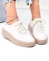 Pantofi casual dama piele naturala bej cu talpa maro F001-924 2