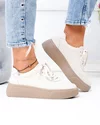 Pantofi casual dama piele naturala bej cu talpa maro F001-924 4