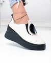 Pantofi casual dama piele naturala bej cu talpa neagra tip platforma T6050 3