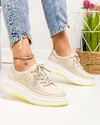 Pantofi casual dama piele naturala bej cu talpa stratificata F002-285 1