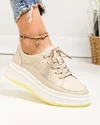 Pantofi casual dama piele naturala bej cu talpa stratificata F002-285 3