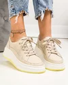 Pantofi casual dama piele naturala bej cu talpa stratificata F002-285 4