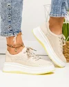 Pantofi casual dama piele naturala bej cu talpa stratificata F002-285 2