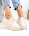 Pantofi casual dama piele naturala bej cu varf rotund T6060 5
