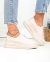 Pantofi casual dama piele naturala bej cu varf rotund T6060 1