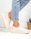 Pantofi casual dama piele naturala bej cu varf rotund T6060 6