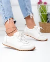 Pantofi casual dama piele naturala bej deschis cu inchidere sireturi F002-642 1