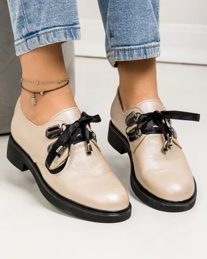 Pantofi Casual Dama Piele Naturala Bej PC806