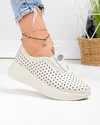 Pantofi casual dama piele naturala bej perforati cu inchidere slip-on F001-927 1